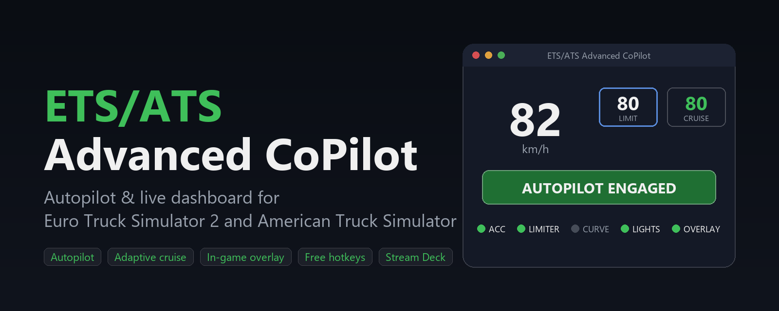 ETS/ATS Advanced CoPilot - autopilot and live dashboard
